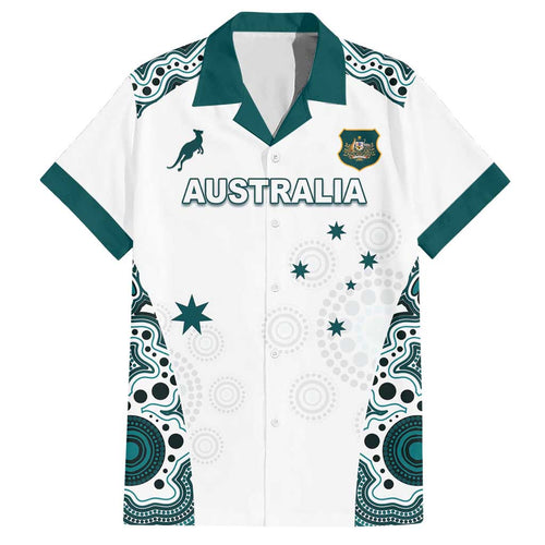 Custom Australia Rugby 2026 Hawaiian Shirt Go Wallabies Aboriginal Pattern White Version - Aussie Hoodie