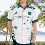 Custom Australia Rugby 2026 Hawaiian Shirt Go Wallabies Aboriginal Pattern White Version - Aussie Hoodie