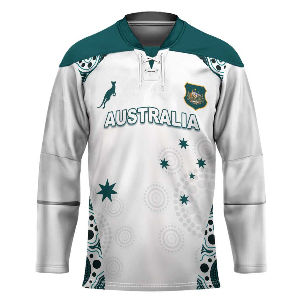 Custom Australia Rugby 2026 Hockey Jersey Go Wallabies Aboriginal Pattern White Version - Aussie Hoodie