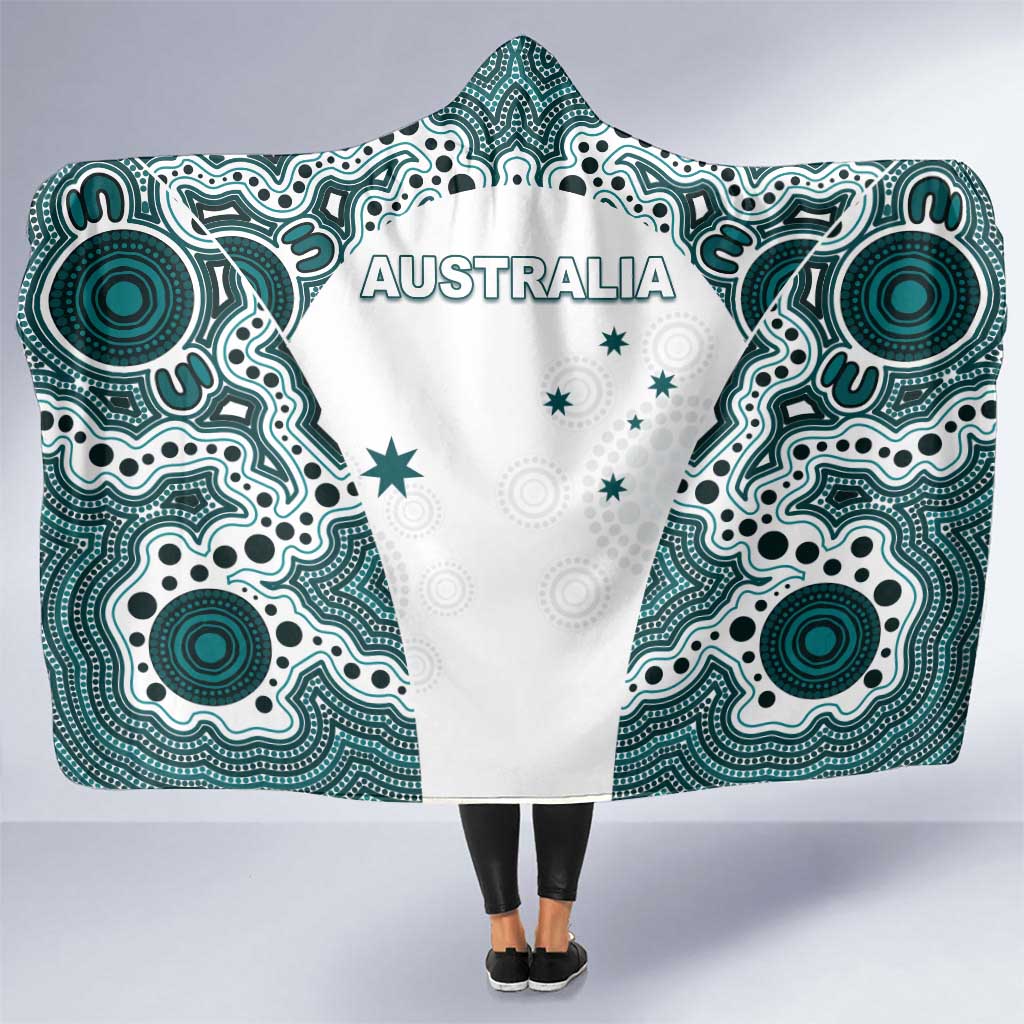 Australia Rugby 2026 Hooded Blanket Go Wallabies Aboriginal Pattern White Version - Aussie Hoodie