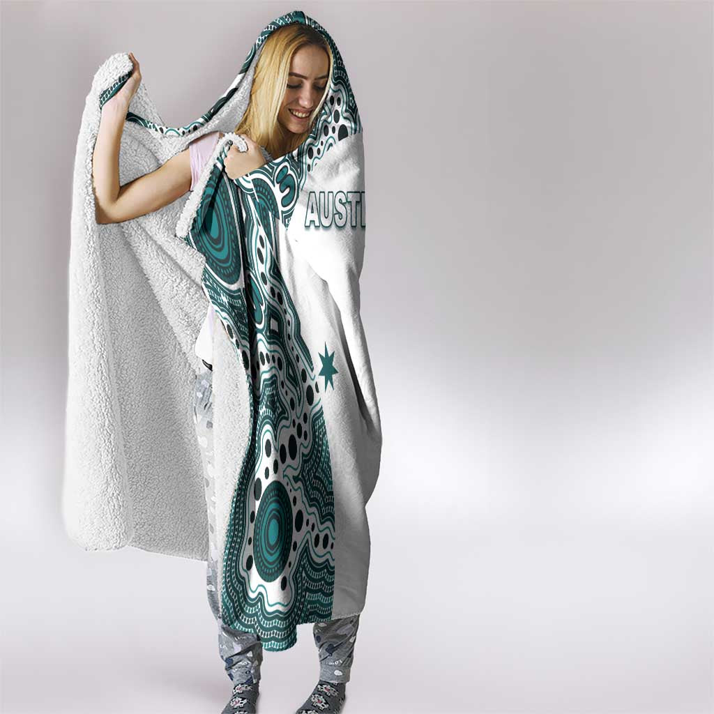 Australia Rugby 2026 Hooded Blanket Go Wallabies Aboriginal Pattern White Version - Aussie Hoodie