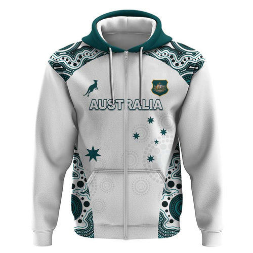Custom Australia Rugby 2026 Hoodie Go Wallabies Aboriginal Pattern White Version - Aussie Hoodie