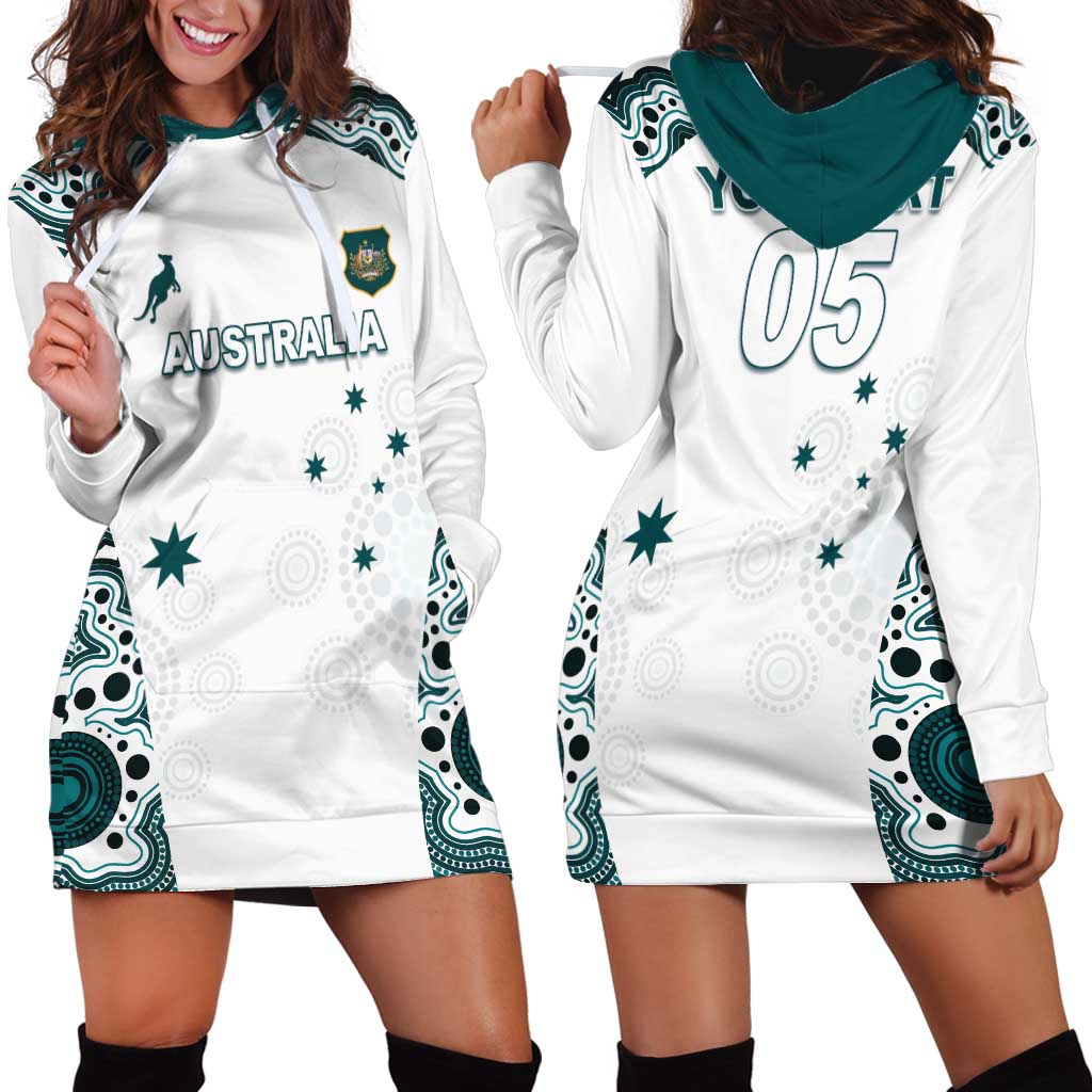 Custom Australia Rugby 2026 Hoodie Dress Go Wallabies Aboriginal Pattern White Version - Aussie Hoodie