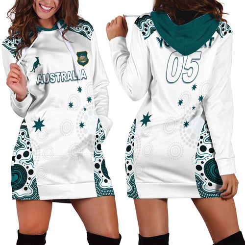 Custom Australia Rugby 2026 Hoodie Dress Go Wallabies Aboriginal Pattern White Version - Aussie Hoodie