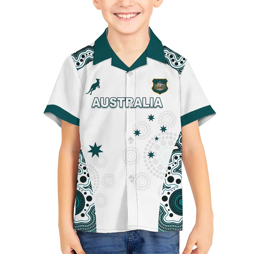 Custom Australia Rugby 2026 Kid Hawaiian Shirt Go Wallabies Aboriginal Pattern White Version - Aussie Hoodie