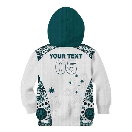 Custom Australia Rugby 2026 Kid Hoodie Go Wallabies Aboriginal Pattern White Version - Aussie Hoodie