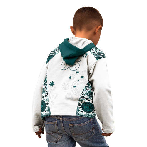 Custom Australia Rugby 2026 Kid Hoodie Go Wallabies Aboriginal Pattern White Version - Aussie Hoodie