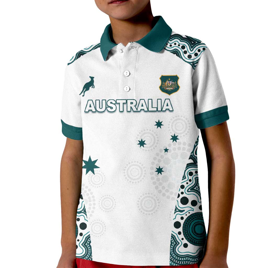 Custom Australia Rugby 2026 Kid Polo Shirt Go Wallabies Aboriginal Pattern White Version - Aussie Hoodie