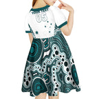 Custom Australia Rugby 2026 Kid Short Sleeve Dress Go Wallabies Aboriginal Pattern White Version - Aussie Hoodie