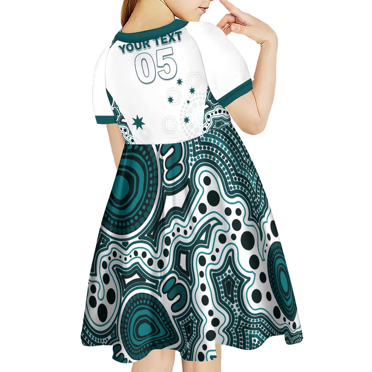 Custom Australia Rugby 2026 Kid Short Sleeve Dress Go Wallabies Aboriginal Pattern White Version - Aussie Hoodie