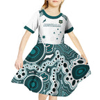 Custom Australia Rugby 2026 Kid Short Sleeve Dress Go Wallabies Aboriginal Pattern White Version - Aussie Hoodie