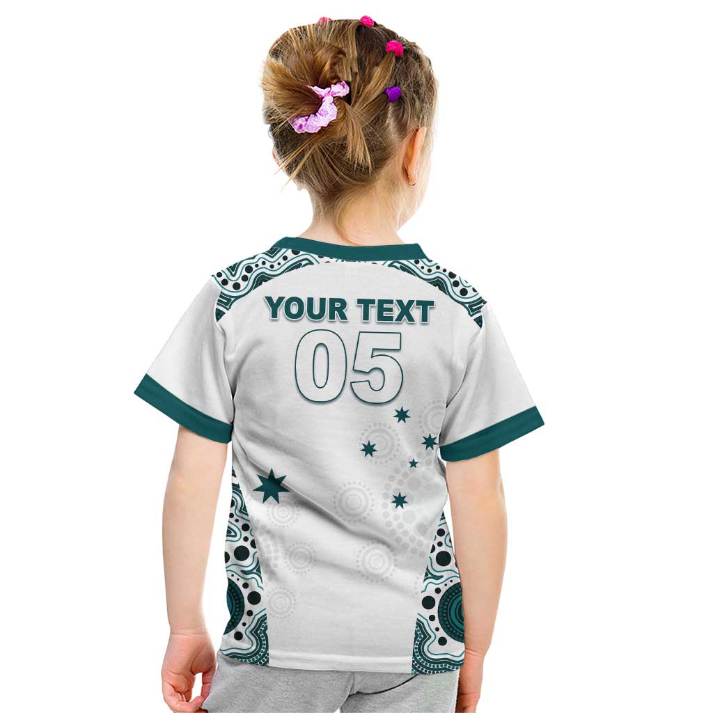 Custom Australia Rugby 2026 Kid T Shirt Go Wallabies Aboriginal Pattern White Version - Aussie Hoodie