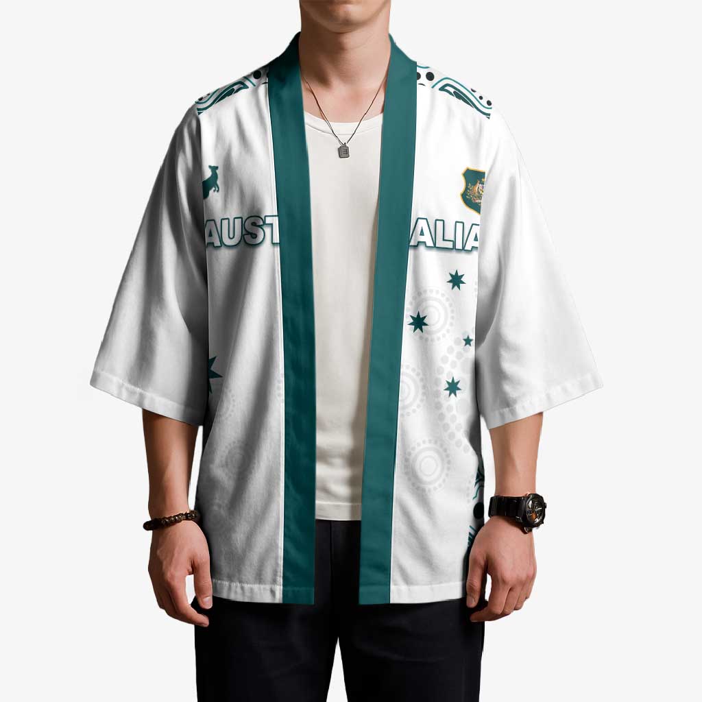 Custom Australia Rugby 2026 Kimono Go Wallabies Aboriginal Pattern White Version - Aussie Hoodie