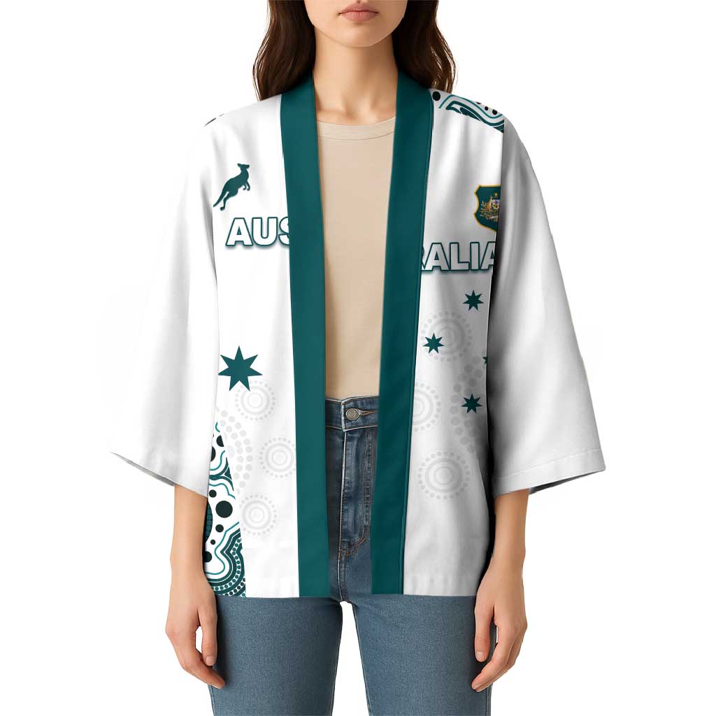 Custom Australia Rugby 2026 Kimono Go Wallabies Aboriginal Pattern White Version - Aussie Hoodie