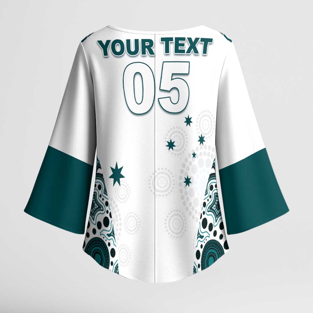 Custom Australia Rugby 2026 Kimono Sleeve Blouse Go Wallabies Aboriginal Pattern White Version - Aussie Hoodie