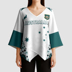 Custom Australia Rugby 2026 Kimono Sleeve Blouse Go Wallabies Aboriginal Pattern White Version - Aussie Hoodie