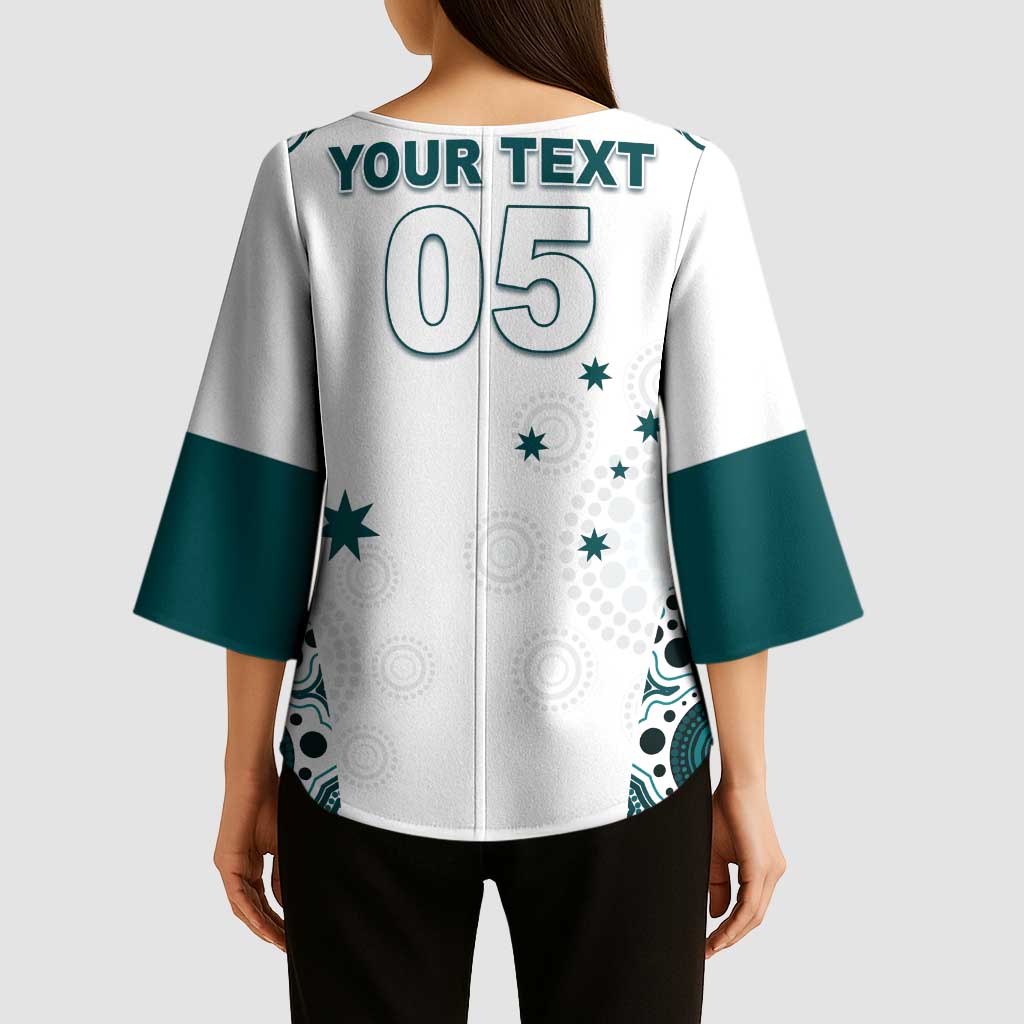 Custom Australia Rugby 2026 Kimono Sleeve Blouse Go Wallabies Aboriginal Pattern White Version - Aussie Hoodie