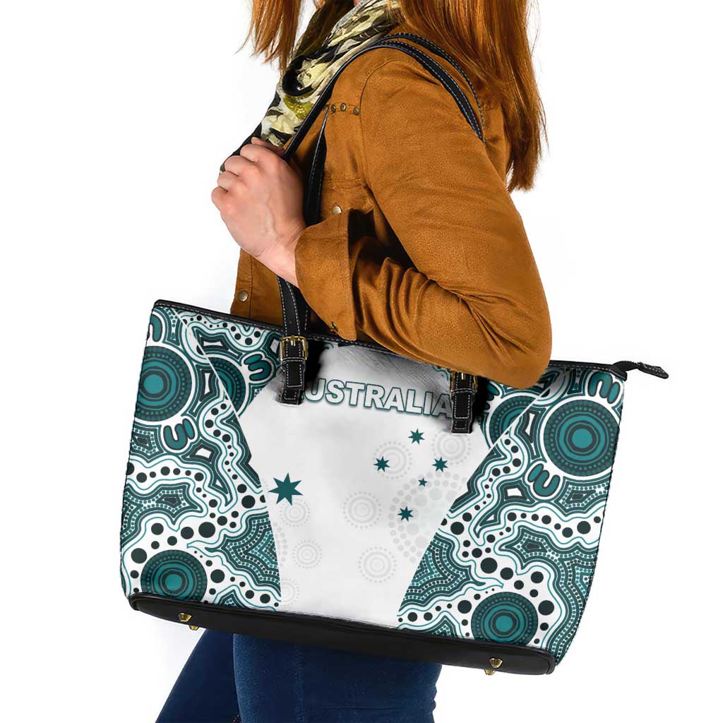Australia Rugby 2026 Leather Tote Bag Go Wallabies Aboriginal Pattern White Version - Aussie Hoodie