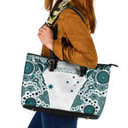 Australia Rugby 2026 Leather Tote Bag Go Wallabies Aboriginal Pattern White Version - Aussie Hoodie