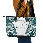 Australia Rugby 2026 Leather Tote Bag Go Wallabies Aboriginal Pattern White Version - Aussie Hoodie