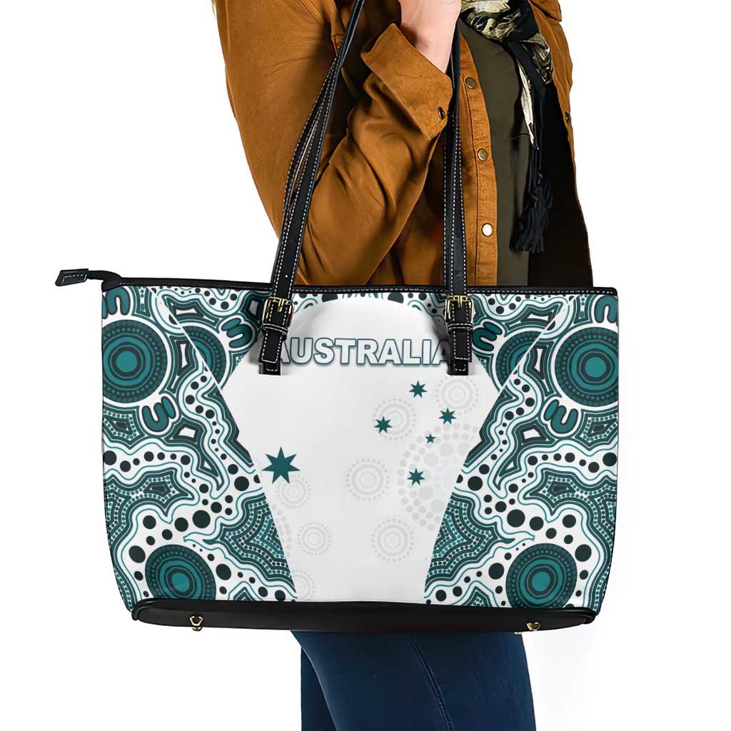 Australia Rugby 2026 Leather Tote Bag Go Wallabies Aboriginal Pattern White Version - Aussie Hoodie