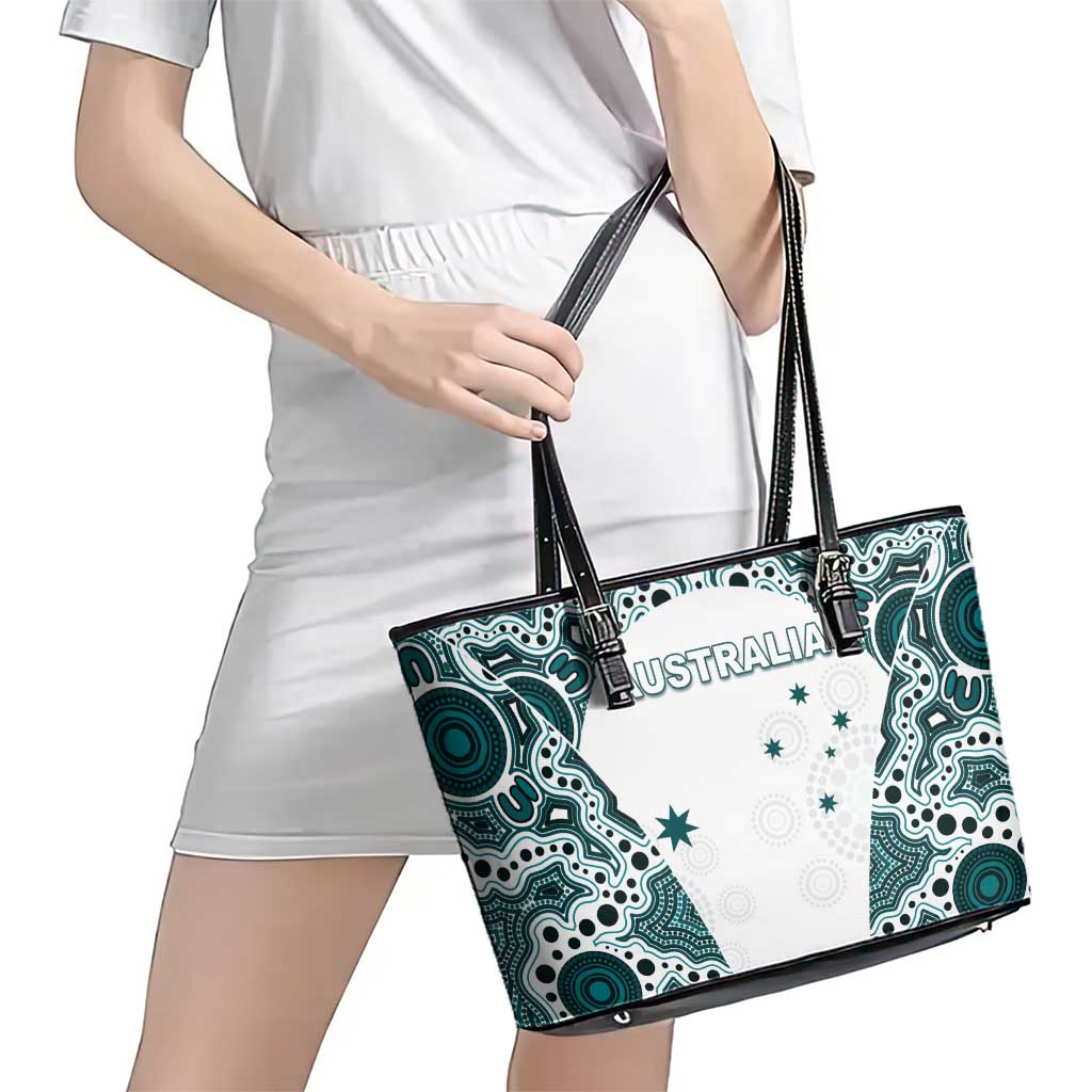Australia Rugby 2026 Leather Tote Bag Go Wallabies Aboriginal Pattern White Version - Aussie Hoodie