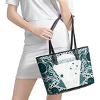 Australia Rugby 2026 Leather Tote Bag Go Wallabies Aboriginal Pattern White Version - Aussie Hoodie