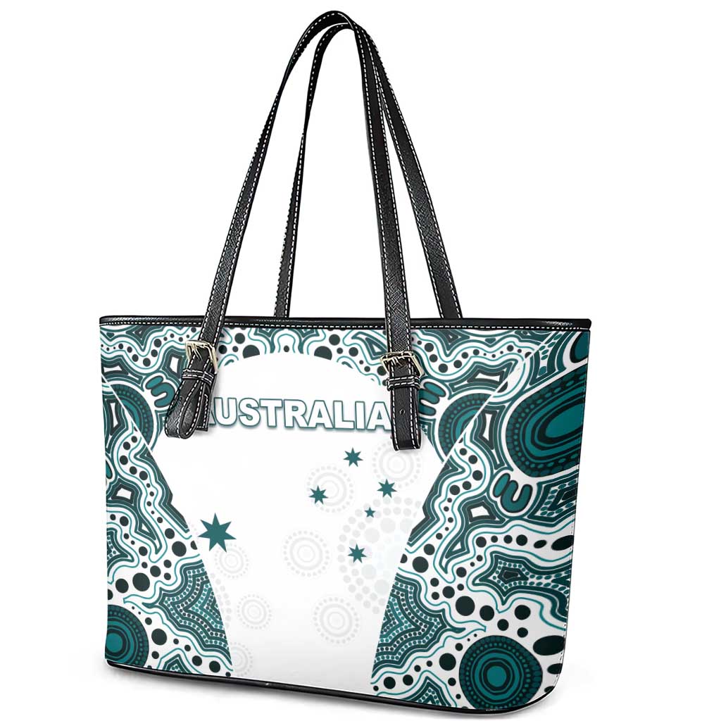 Australia Rugby 2026 Leather Tote Bag Go Wallabies Aboriginal Pattern White Version - Aussie Hoodie