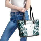 Australia Rugby 2026 Leather Tote Bag Go Wallabies Aboriginal Pattern White Version - Aussie Hoodie