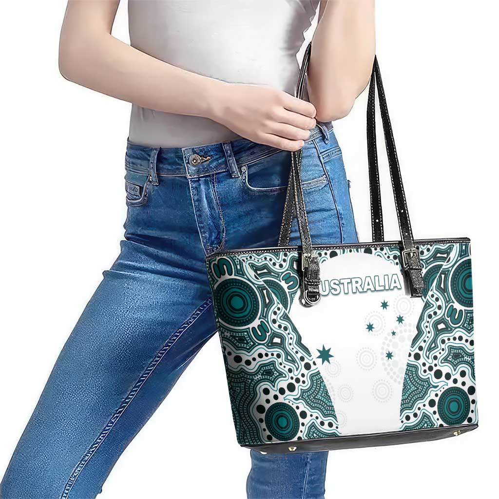 Australia Rugby 2026 Leather Tote Bag Go Wallabies Aboriginal Pattern White Version - Aussie Hoodie