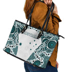 Australia Rugby 2026 Leather Tote Bag Go Wallabies Aboriginal Pattern White Version - Aussie Hoodie