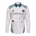 Custom Australia Rugby 2026 Long Sleeve Button Shirt Go Wallabies Aboriginal Pattern White Version - Aussie Hoodie