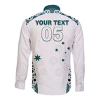 Custom Australia Rugby 2026 Long Sleeve Button Shirt Go Wallabies Aboriginal Pattern White Version - Aussie Hoodie