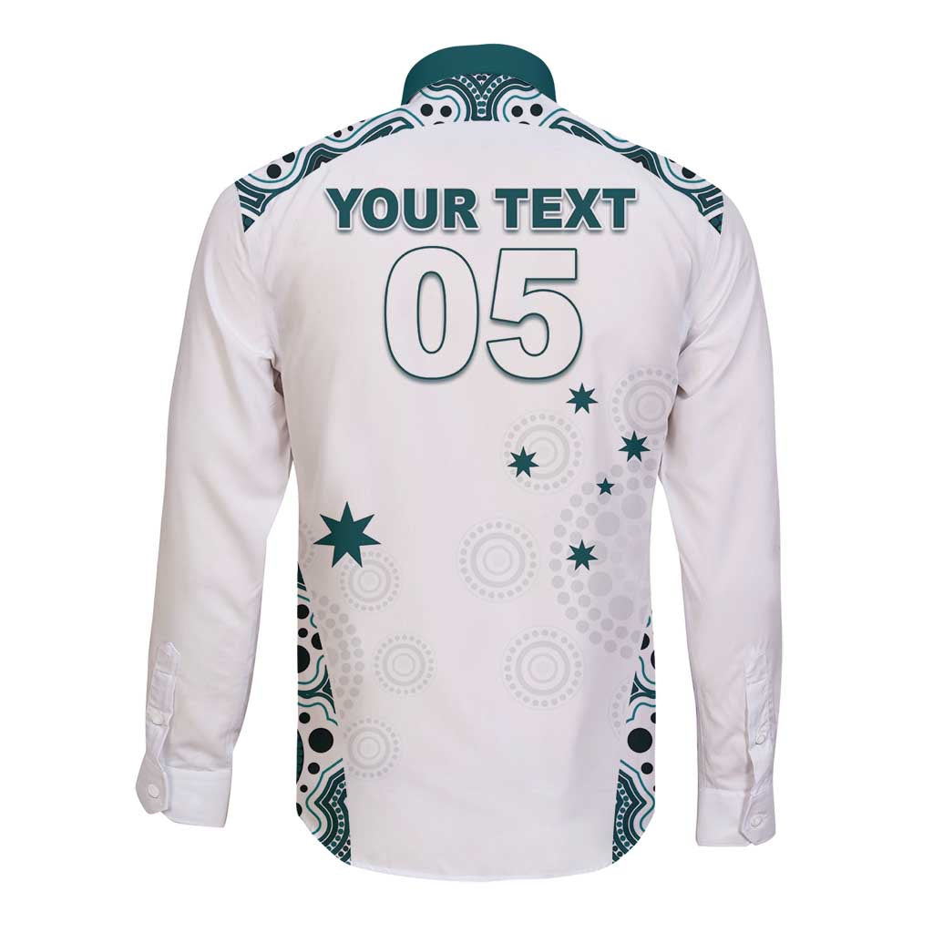 Custom Australia Rugby 2026 Long Sleeve Button Shirt Go Wallabies Aboriginal Pattern White Version - Aussie Hoodie