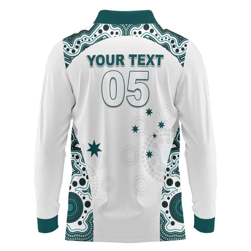 Custom Australia Rugby 2026 Long Sleeve Polo Shirt Go Wallabies Aboriginal Pattern White Version - Aussie Hoodie