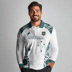 Custom Australia Rugby 2026 Long Sleeve Polo Shirt Go Wallabies Aboriginal Pattern White Version - Aussie Hoodie