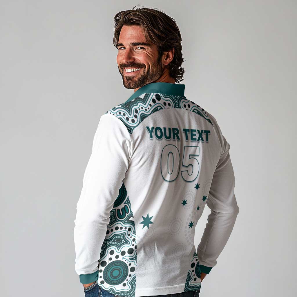 Custom Australia Rugby 2026 Long Sleeve Polo Shirt Go Wallabies Aboriginal Pattern White Version - Aussie Hoodie