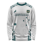 Custom Australia Rugby 2026 Long Sleeve Shirt Go Wallabies Aboriginal Pattern White Version - Aussie Hoodie