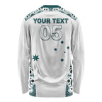 Custom Australia Rugby 2026 Long Sleeve Shirt Go Wallabies Aboriginal Pattern White Version - Aussie Hoodie