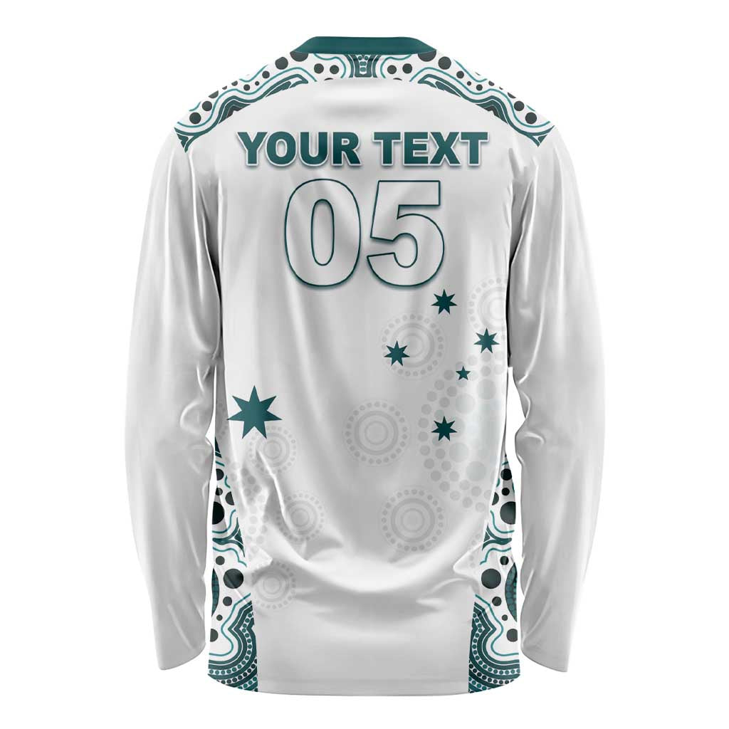Custom Australia Rugby 2026 Long Sleeve Shirt Go Wallabies Aboriginal Pattern White Version - Aussie Hoodie