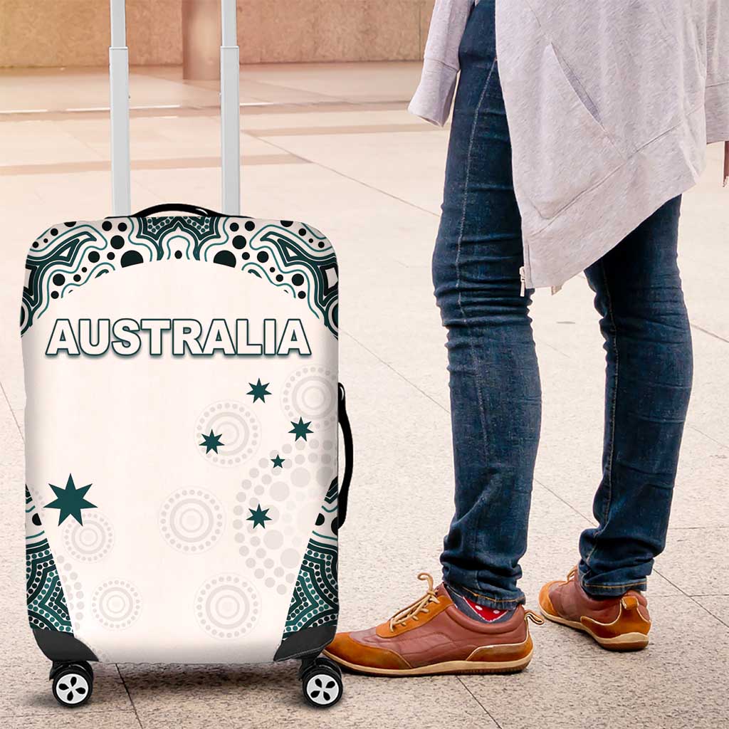 Australia Rugby 2026 Luggage Cover Go Wallabies Aboriginal Pattern White Version - Aussie Hoodie