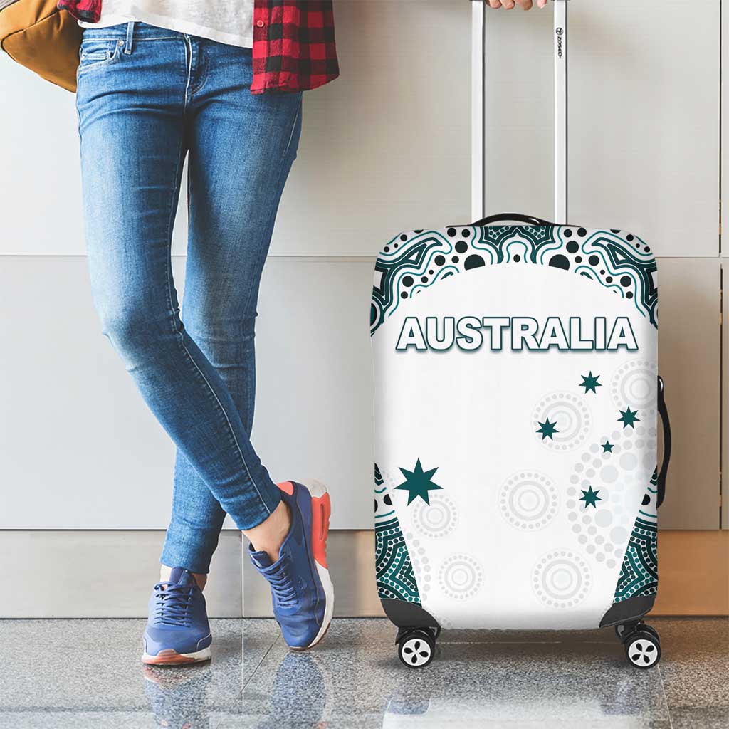 Australia Rugby 2026 Luggage Cover Go Wallabies Aboriginal Pattern White Version - Aussie Hoodie