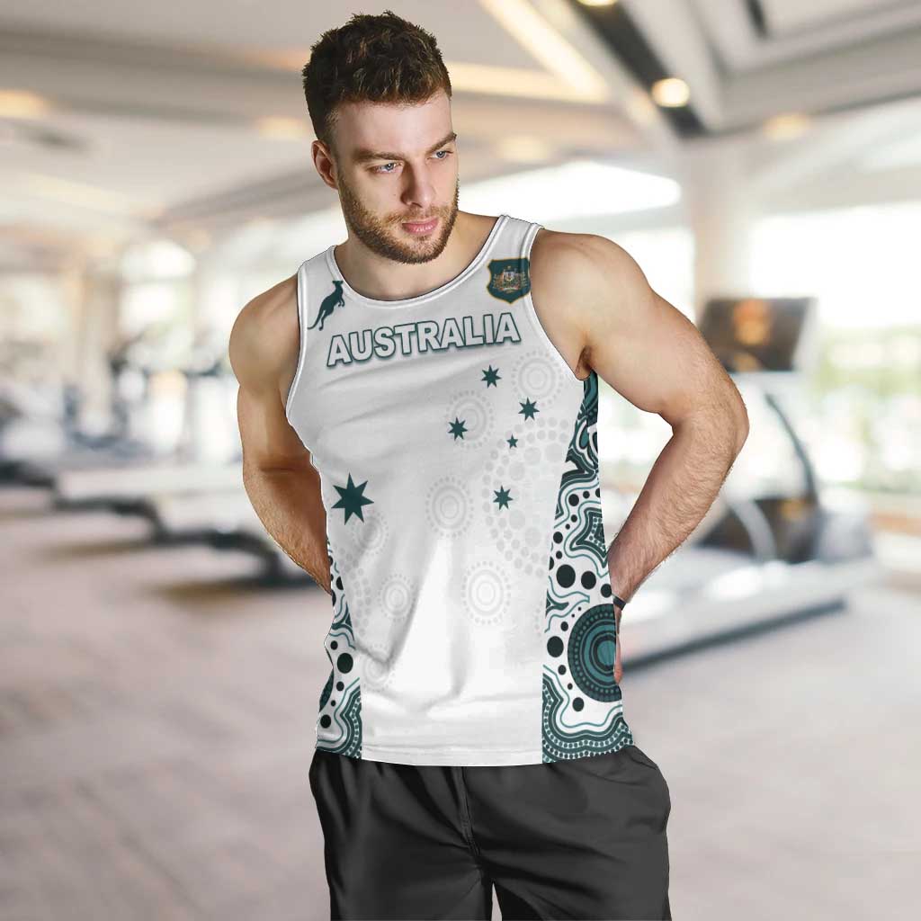 Custom Australia Rugby 2026 Men Tank Top Go Wallabies Aboriginal Pattern White Version - Aussie Hoodie