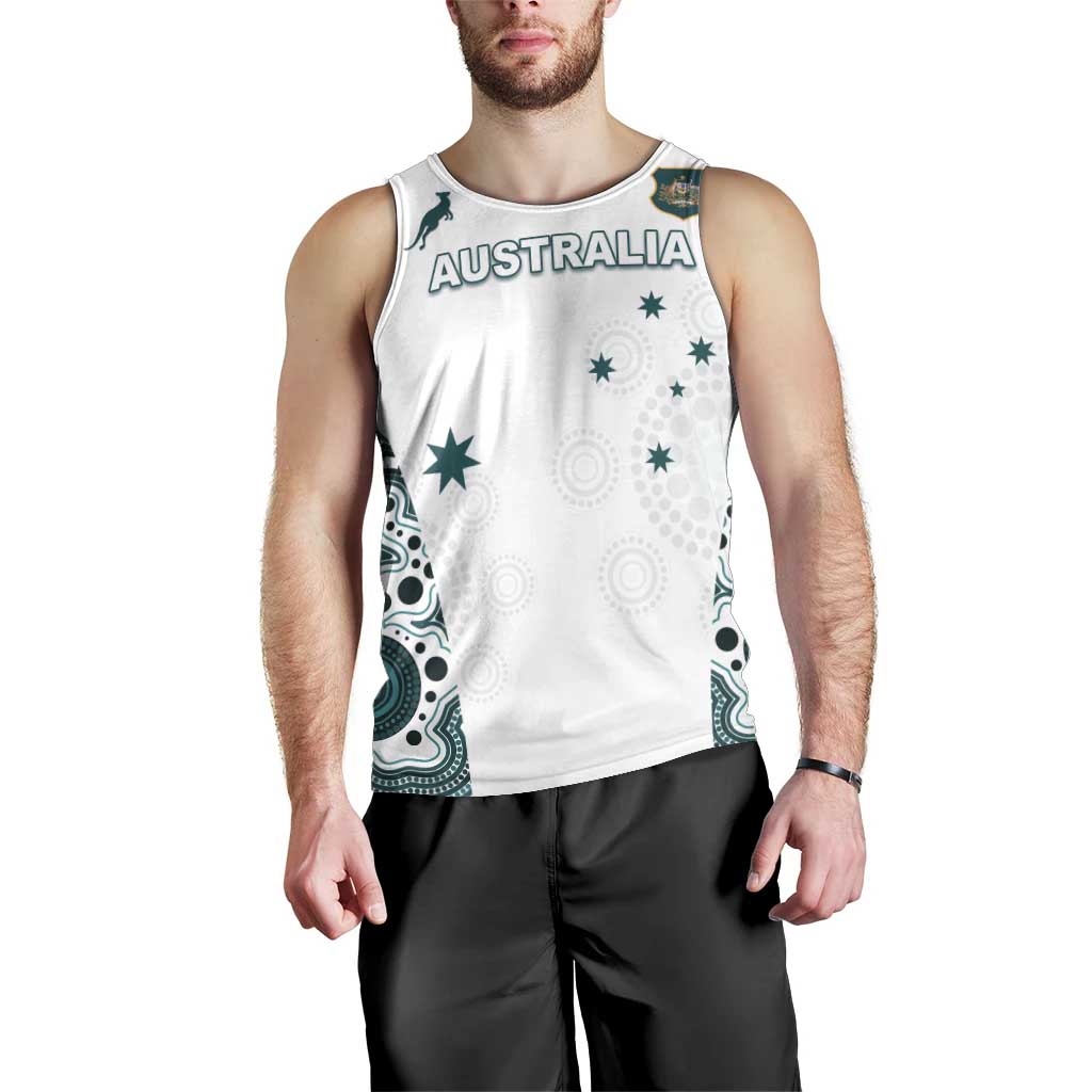 Custom Australia Rugby 2026 Men Tank Top Go Wallabies Aboriginal Pattern White Version - Aussie Hoodie