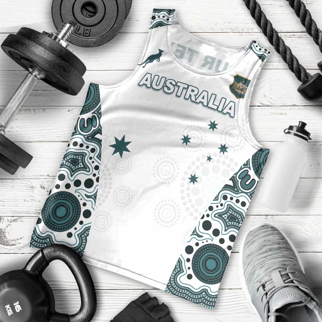Custom Australia Rugby 2026 Men Tank Top Go Wallabies Aboriginal Pattern White Version - Aussie Hoodie