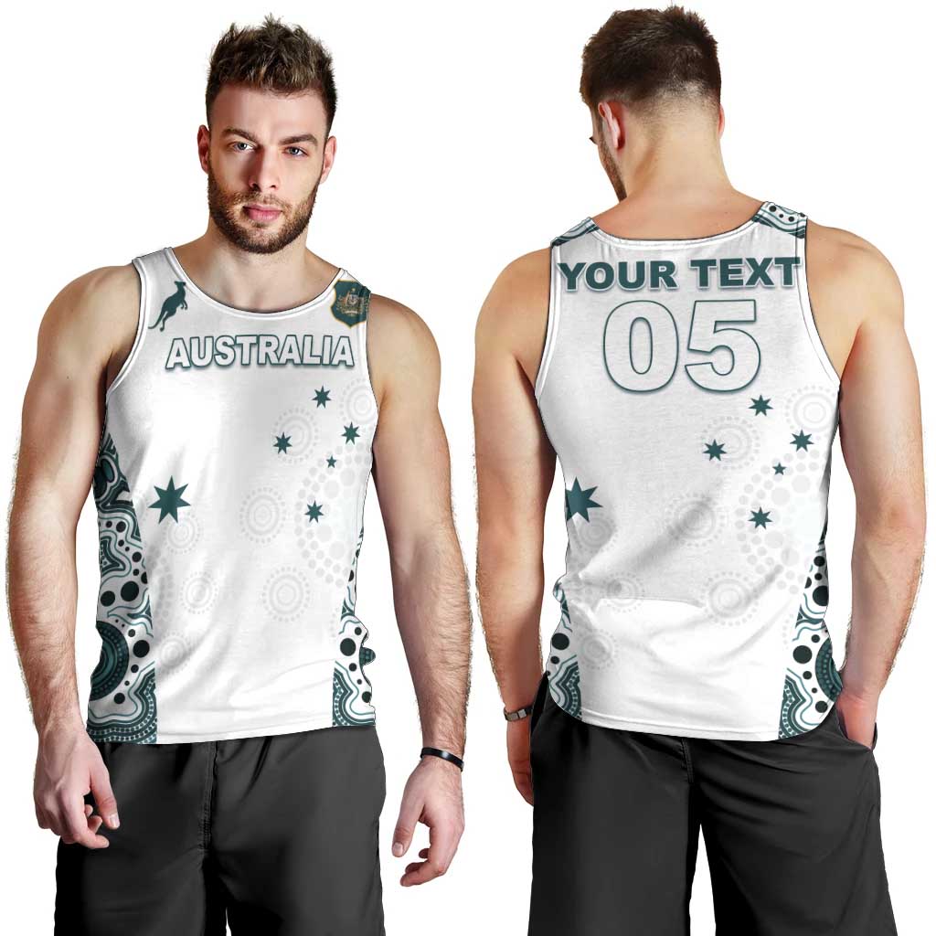 Custom Australia Rugby 2026 Men Tank Top Go Wallabies Aboriginal Pattern White Version - Aussie Hoodie