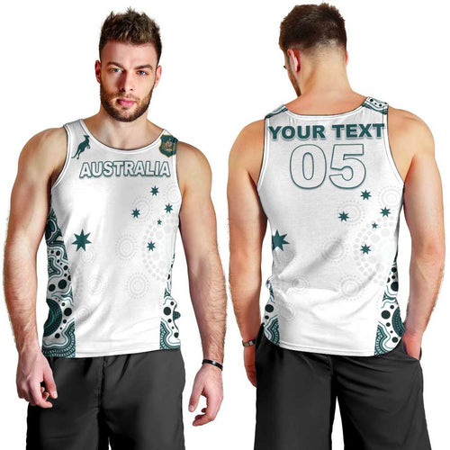 Custom Australia Rugby 2026 Men Tank Top Go Wallabies Aboriginal Pattern White Version - Aussie Hoodie