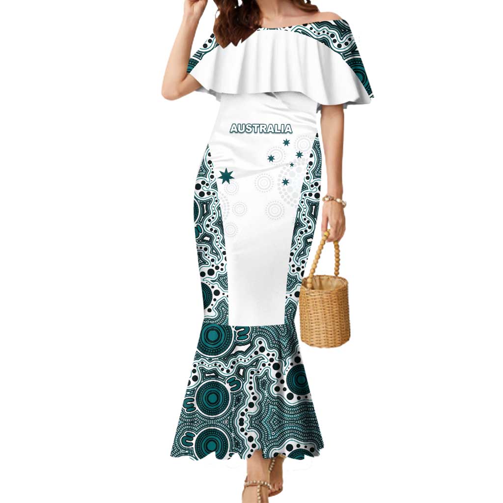 Custom Australia Rugby 2026 Mermaid Dress Go Wallabies Aboriginal Pattern White Version - Aussie Hoodie