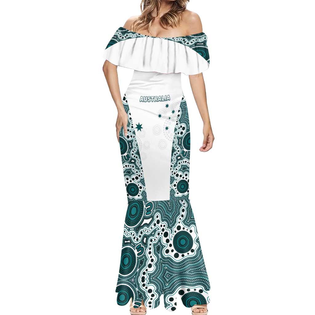 Custom Australia Rugby 2026 Mermaid Dress Go Wallabies Aboriginal Pattern White Version - Aussie Hoodie