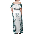 Custom Australia Rugby 2026 Off Shoulder Maxi Dress Go Wallabies Aboriginal Pattern White Version - Aussie Hoodie